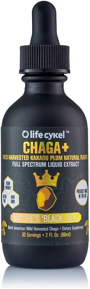 Life Cykel - Chaga Mushroom Extract with Kakadu Plum - Double Extracted Mushroom Tincture - Non-GMO Immune Support Supplement for Adults and Kids - 2 Fl Oz