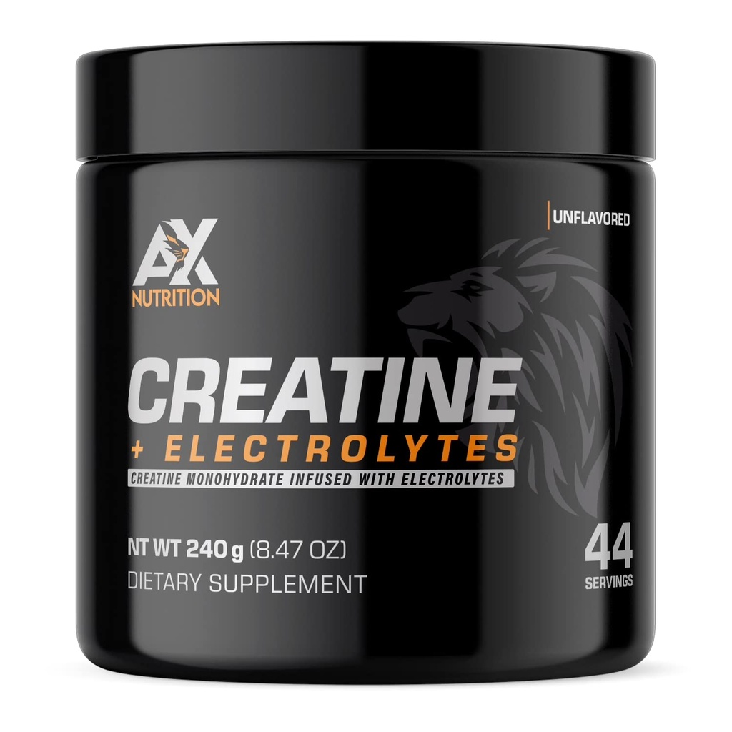 Kreatin + Elektrolyte 240g | 100% reines Kreatin-Monohydrat Infused mit Elektrolyten| Unterstützung Muskelwachstum während des Aufenthaltes Hydrated | 44 Servierungen