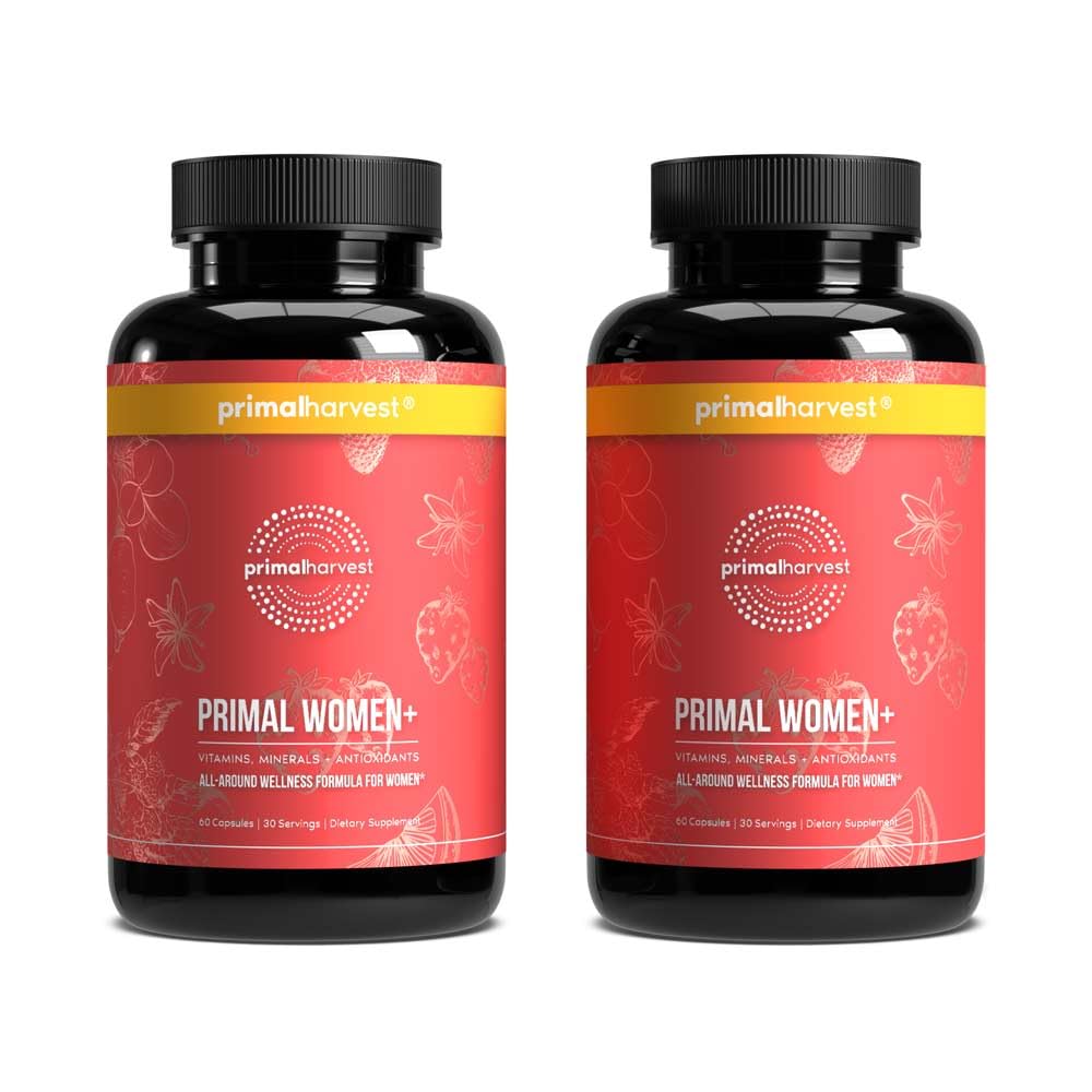 Multivitamine de récolte primaire pour les femmes Vitamine A, Vitamine C, Vitamine D et E, Vitamine B12, B6, Biotine, Suppléments de zinc, 60 Capsules (Womens 2 Pack)