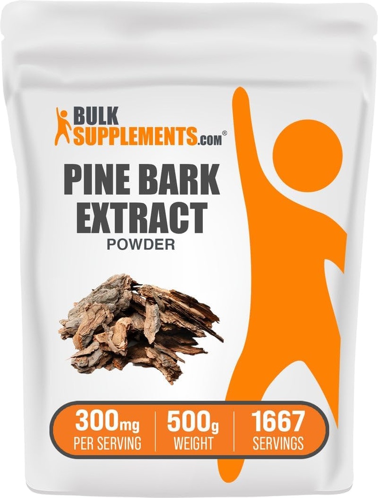 BulkSupplements.com Pine Bark Extrakt Pulver - Kräuterergänzung, Pine Bark Pulver - Antioxidantien Unterstützung, Glutenfrei - 300mg pro Servierung, 500g (1.1 lbs) (Pack von 1)
