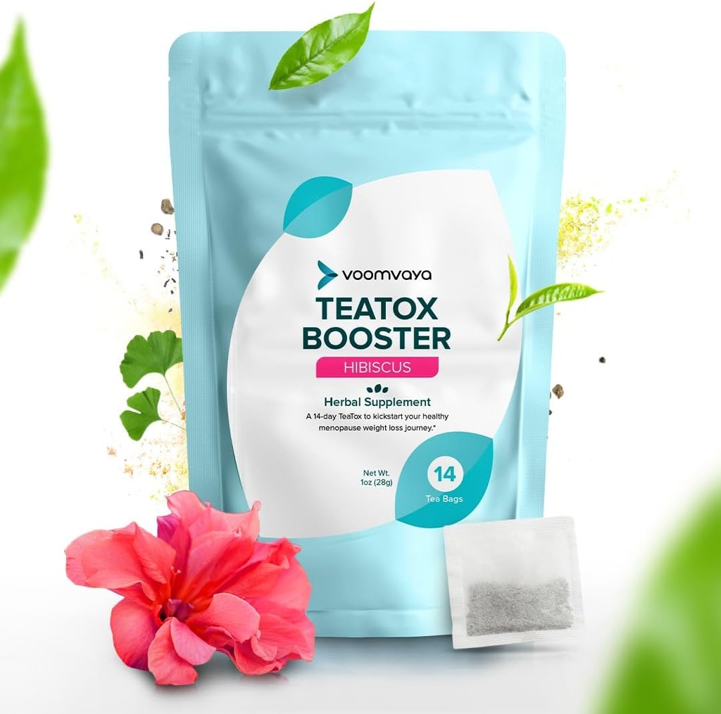 VoomVaya TeaTox Booster Senna Tea - 14-tägiger Detox Tee für Bloating Relief, Detox Cleanse, Mood Boost - Hibiscus Flavor