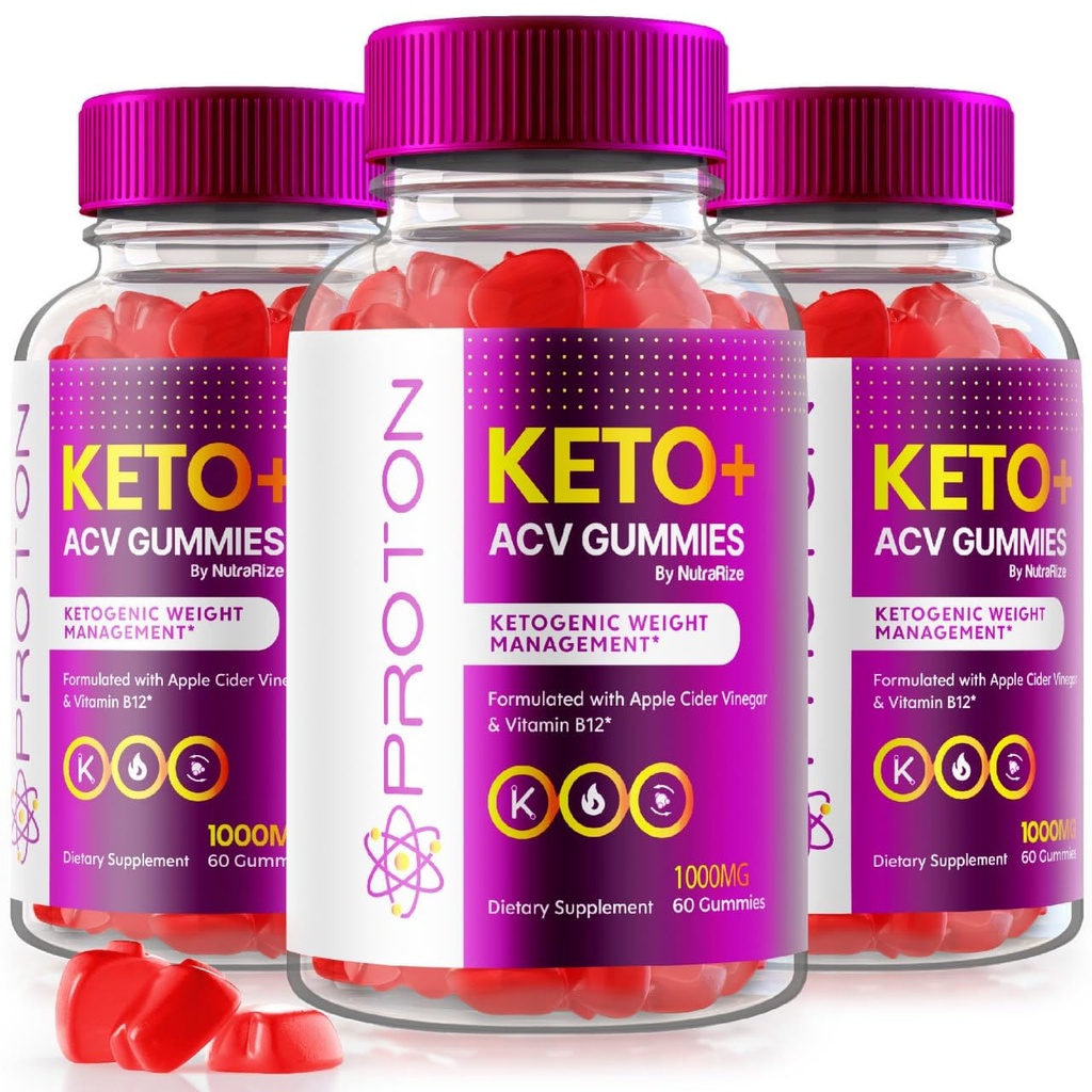 NutraRize (Pack of 3 Proton Keto ACV Gummies Advanced Weight Loss 1000 MG, Supplément de force maximale, Gomitas Reviews (180 Gummies)