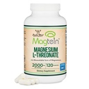 Magnesium L Threonat, Magtein - NSF-zertifiziert - Schlaf und kognitive Unterstützung - Hohe Absorption - Bioverfügbarste Form von Magnesium - 2.000 mg - 120 Kapseln