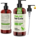 Deley Naturals Wild Caught Fish Oil für Katzen mit 2X Omega - Cat Fish Oil mit der höchsten EPA & DHA Potency - Omega 3 für Katzen für Shedding, Haut, Mantel, Gelenke, Herz und Immunsystem - Made in USA