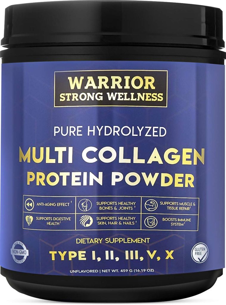 Reine hydrolysierte Multi-Kollagen-Protein-Pulver, Kollagen-Pulver, Boost Energy, zur Aging Skin-Elastizität, Haar- und Nailwachstumsunterstützung, Gemeinsame Gesundheit (Unflavored)