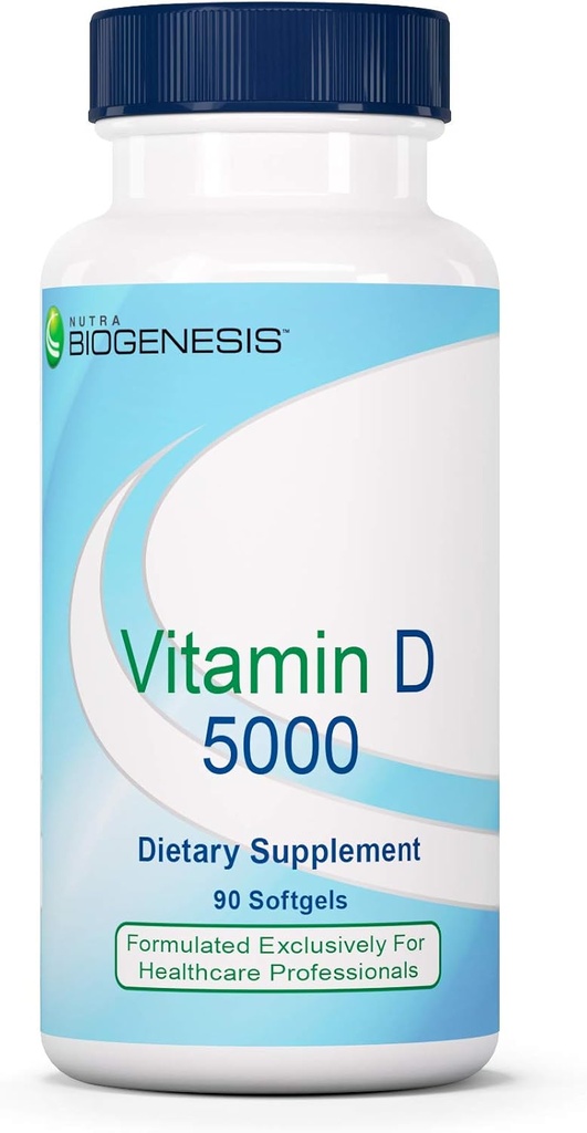 Nutra Biogenesis Vitamin D 5000 - Vitamin D3 5000 IU Softgel Kapseln für Männer und Frauen, VIT D Supplement für Immununterstützung, Gesunde Zähne & Knochengesundheit - 90 Softgels