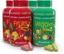 Balance of Nature Fruits & Veggies Suppléments - Ingrédients entiers de fruits et légumes pour les femmes, les hommes et les enfants - 90 Capsules de fruits, 90 Capsules de légumes - 2 Sets