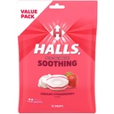 HALLS Throat Apaisant (précédemment HALLS Breezers) Creamy Strawberry Throat Drops, Economy Pack, 70 gouttes
