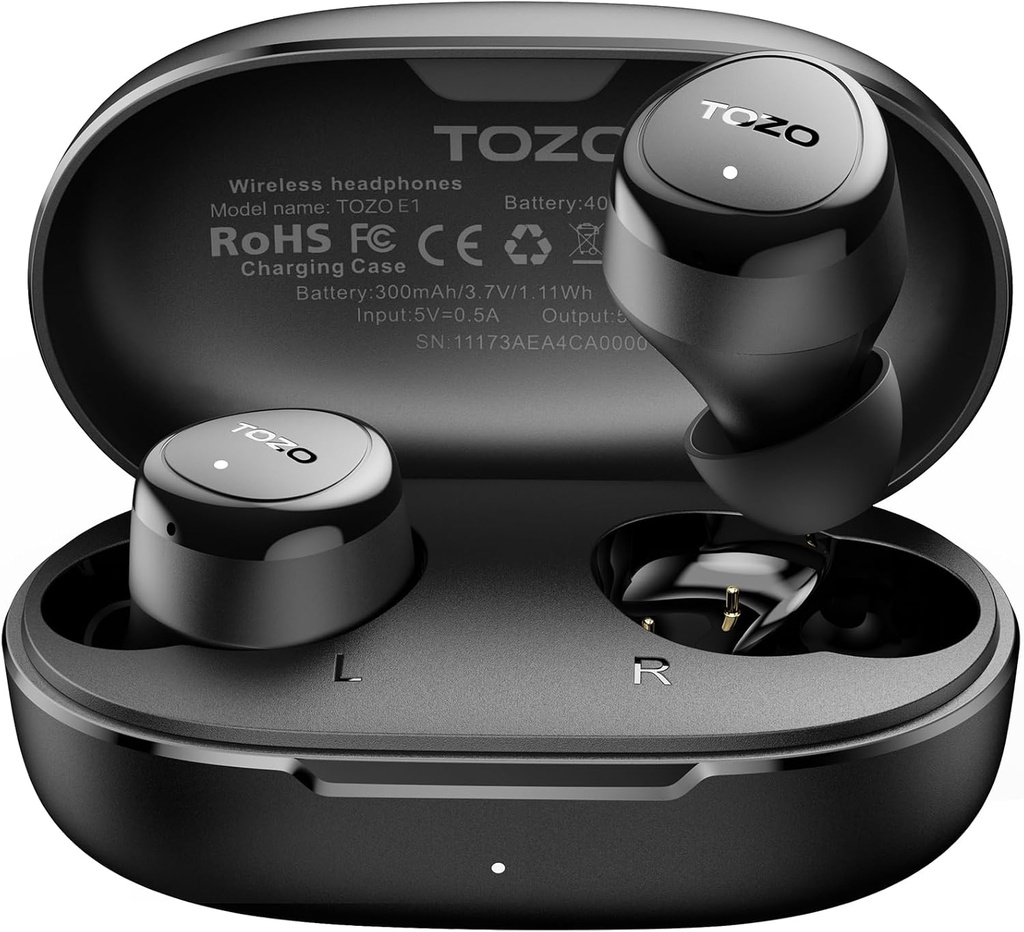 TOZO Wireless Earbuds Build in Mic Clear Calls Ergonomic Light Weight Bluetooth 5.3 in Ohr Kopfhörer wasserdicht Premium Stereo Sound Ear Buds 30H Playtime mit 32 EQs via APP