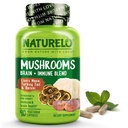NATURELO Mushroom Supplement Brain & Immune Health Blend mit Lion s Mane, Reishi, Türkei Tail 90 Vegan Friendly Capsules