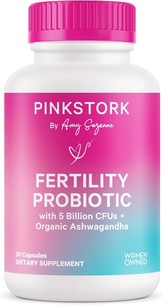 Pink Stork Fertility Unterstützung Probiotika für Frauen mit Ashwagandha für Vaginale Gesundheit, Empfängnis, pH Balance, Hormon Balance, und Gut Flora, Fruchtbarkeit Ergänzungen für Frauen, 30 Kapseln