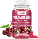 Vitamin B12 Complex 5000 mcg Methyl B12, Adenosyl B12 & Hydroxy B12, mit Coenzym Q10, Folat, Vitamin C, Kaubare B 12 für Energieunterstützung, Stoffwechsel, Knochengesundheit - Kirsche Flavor