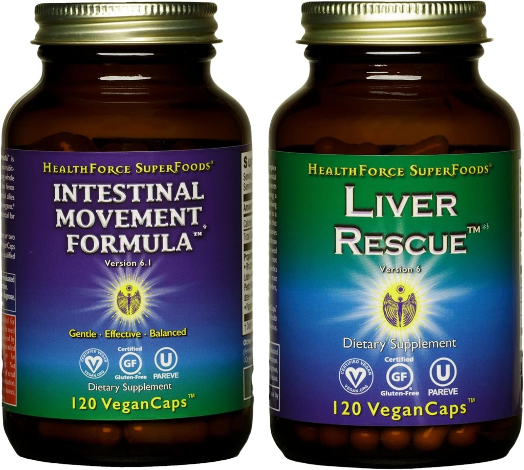 HEALTHFORCE SUPERFOODS Variety Pack - Liver Rescue 120 VeganKaps + Darmbewegung Formel 120 VeganKaps