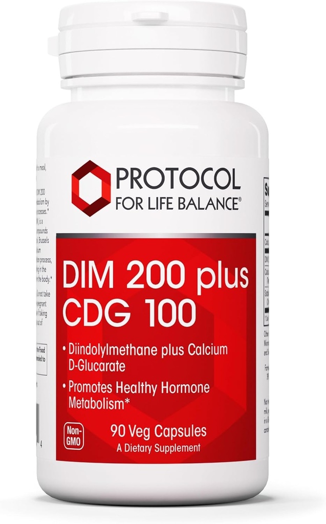PROTOKOLL FÜR LIFE BALANCE DIM 200 Plus CDG - 200mg - Calcium & DIM Supplement - für saubere Detox & Hormone Stoffwechsel - Calcium D Glucarate - Non-GMO & Kosher - 90 Veg Caps