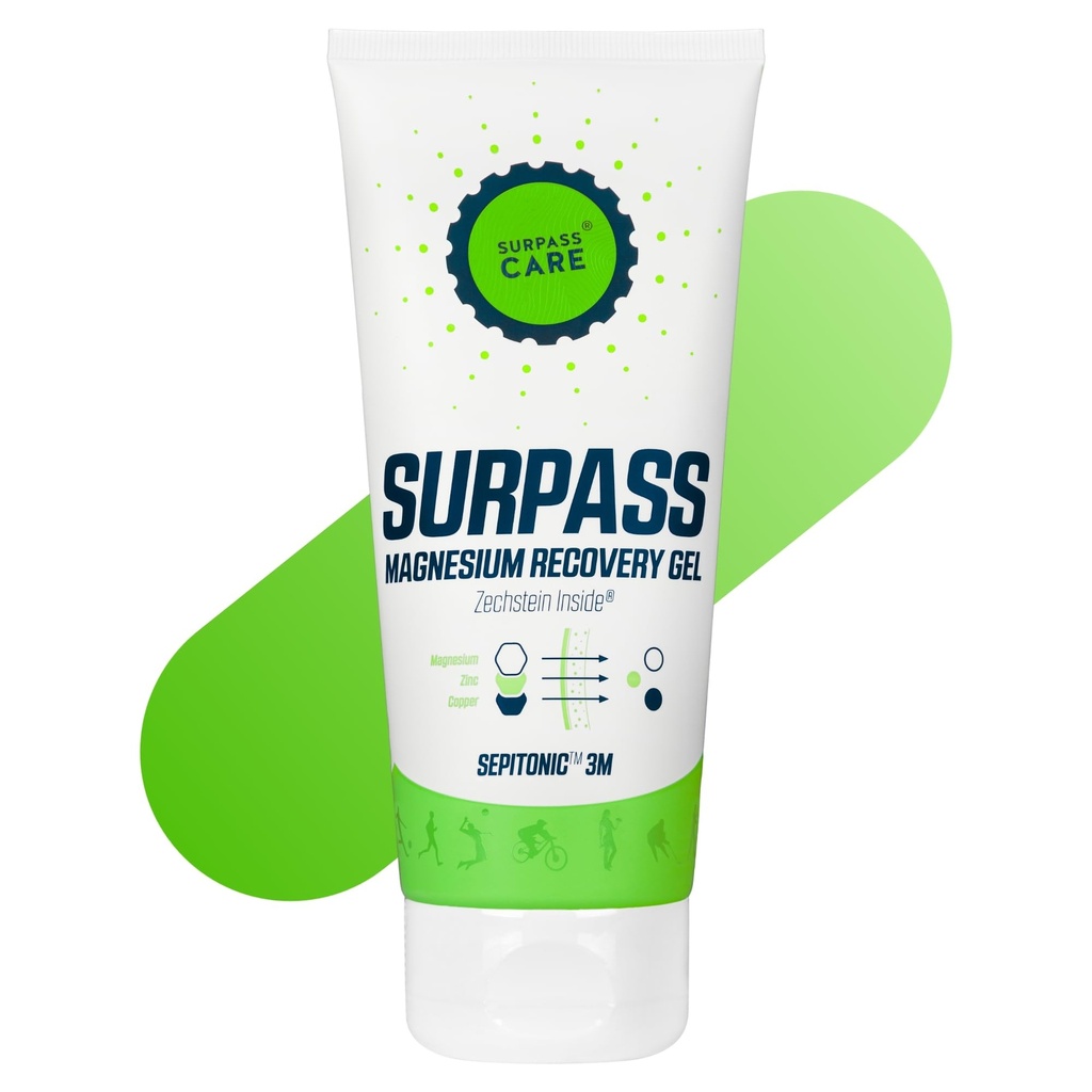 Surpass Professional Magnesium Menthol Gel für Athleten | Muskel-Kühlungseffekt | Erhöht Post-Activity Recovery & Performance | Hilft Cramps | High-Absorption Themaal Magnesium (6.76oz) zu verhindern