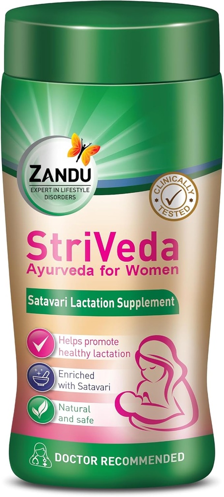 Zandu Striveda Shatavari Lactation Supplement Pulver, Baby zur Erhöhung der Brustmilchversorgung, 210 G, Arzt empfohlen, natürlich und sicher