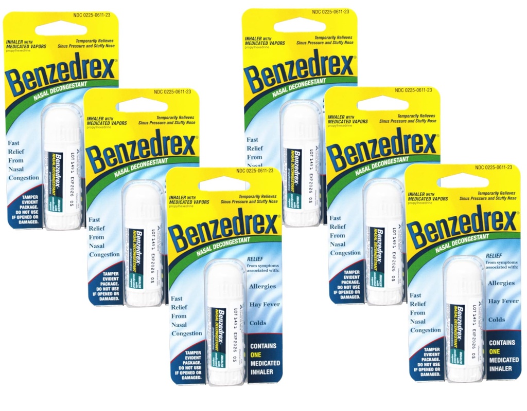 Benzedrex Inhaler Propylhexedrine Nasal Decongestant - 1 Count (Pack von 6)
