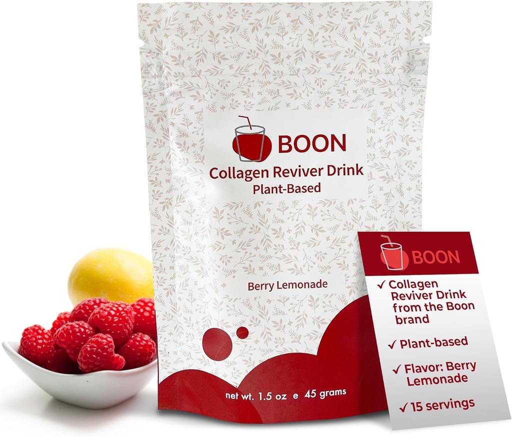 Boon Collagen Reviver Drink – Pflanzenbasierte Collagen Booster Ergänzung für schöne & Radiant Haut – Bio, Vegan Collagen Powder – Berry Lemonade Flavor, 15 Servierungen