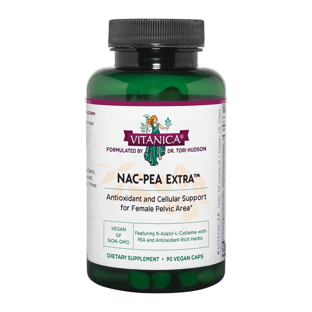 Vitanica NAC-Pea Extra - Support tissulaire pelvien et antioxydant pour une réponse saine au malaise articulaire - Supplément avec extrait d'écorce de pin, curcumine Phytosome et NAC - Lady - 90 Caps végétaliens