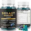 Shilajit Gummies für Männer und Frauen - Zuckerfreie Shilajit Ergänzung Reich an 85+ Trace Minerals & Fulvic Acid, Bereitstellung von Energie, Gehirn und Immunität Unterstützung - 60 Gummis