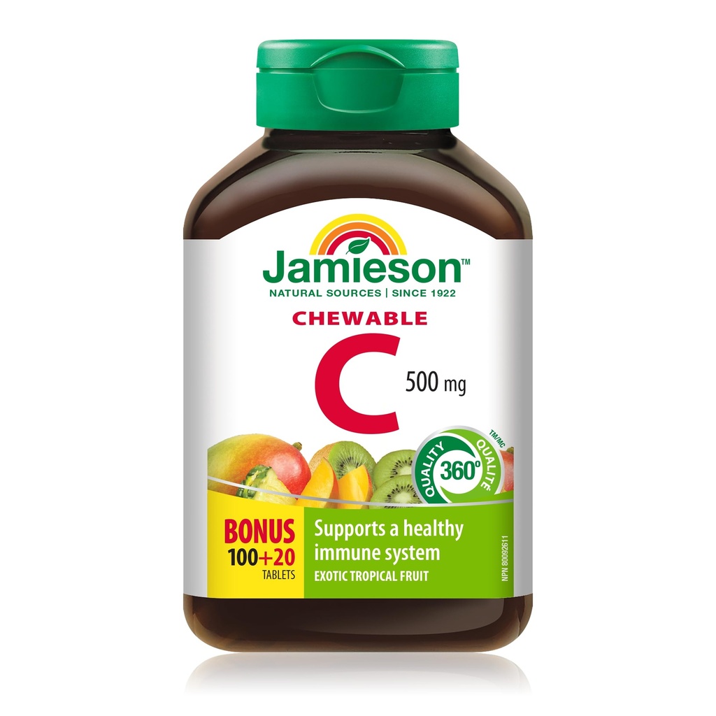 Jamieson Kaubares Vitamin C 500 mg Exotic Tropical Fruit, 120ct, Importiert aus Kanada}