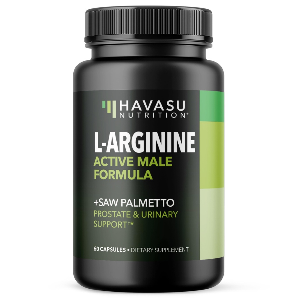 L-Arginin 500mg und Saw Palmetto 500mg - Nitric Oxide und Prostata-Gesundheitsergänzungsmittel für Männer - 60 Count - Endurance und urinary Tract Function Support - 1 Monat Versorgung - Vegan, Non-GMO Kapseln