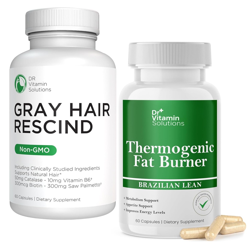 DR VITAMIN SOLUTIONS Graues Haar Rescind und Thermogenic Fat Burner Bundle - 60 Caps Jeder