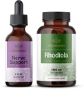 HERBAMA Nerve Support und Rhodiola Kit - Bundle Nerve Support Liquid Complex 2 fl oz & Rhodiola Rosea Capsules - Vegan, Non-GMO, Sugar & Alcohol-Free, 2 Pack