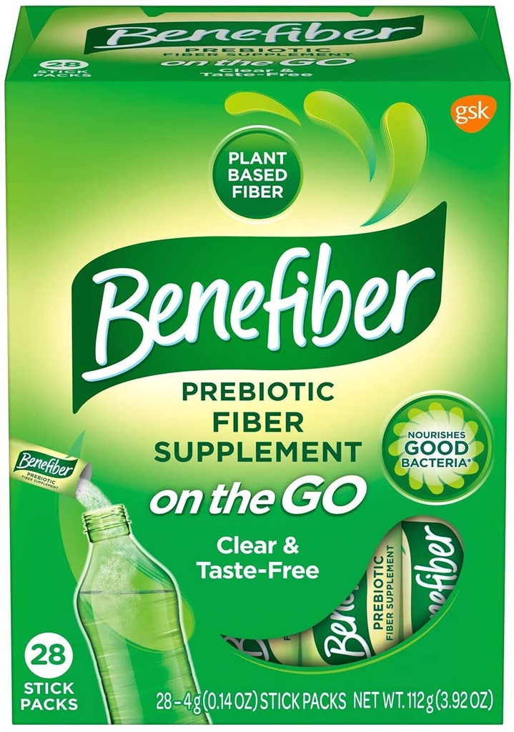 Benefiber Geschmacksfrei, Sugar-Free Fiber Supplement Stick Packs für Verdauungsgesundheit / 28 Count (6 Pack)