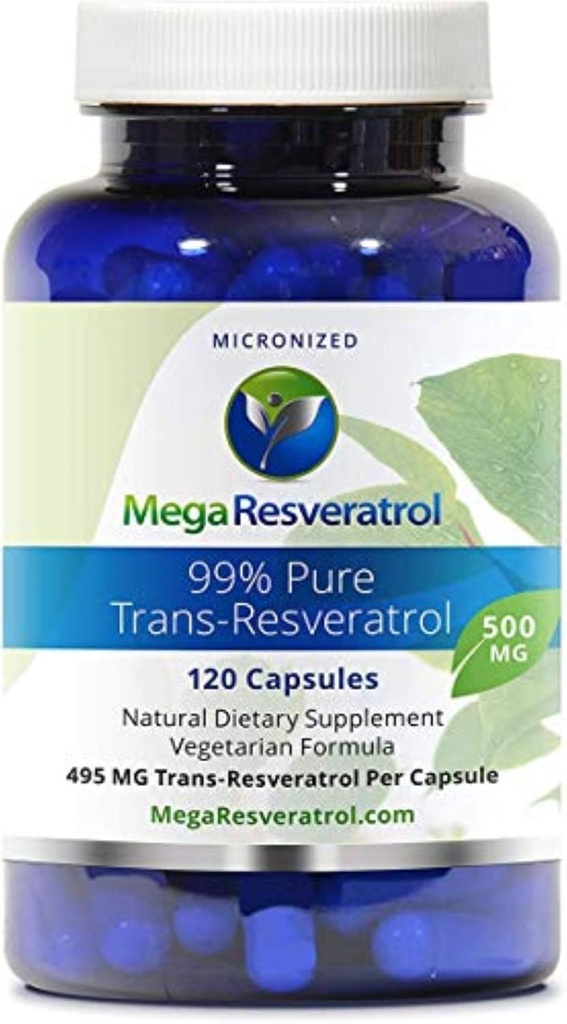Mega Resveratrol, Pharmaceutical Grade,99% Pure, Isolate, Micronized Trans-Resveratrol, 120 Veggie Caps, 500mg pro Kapsel. Reinheit zertifiziert. Absolut keine toxische “inaktive” Zutaten hinzugefügt.