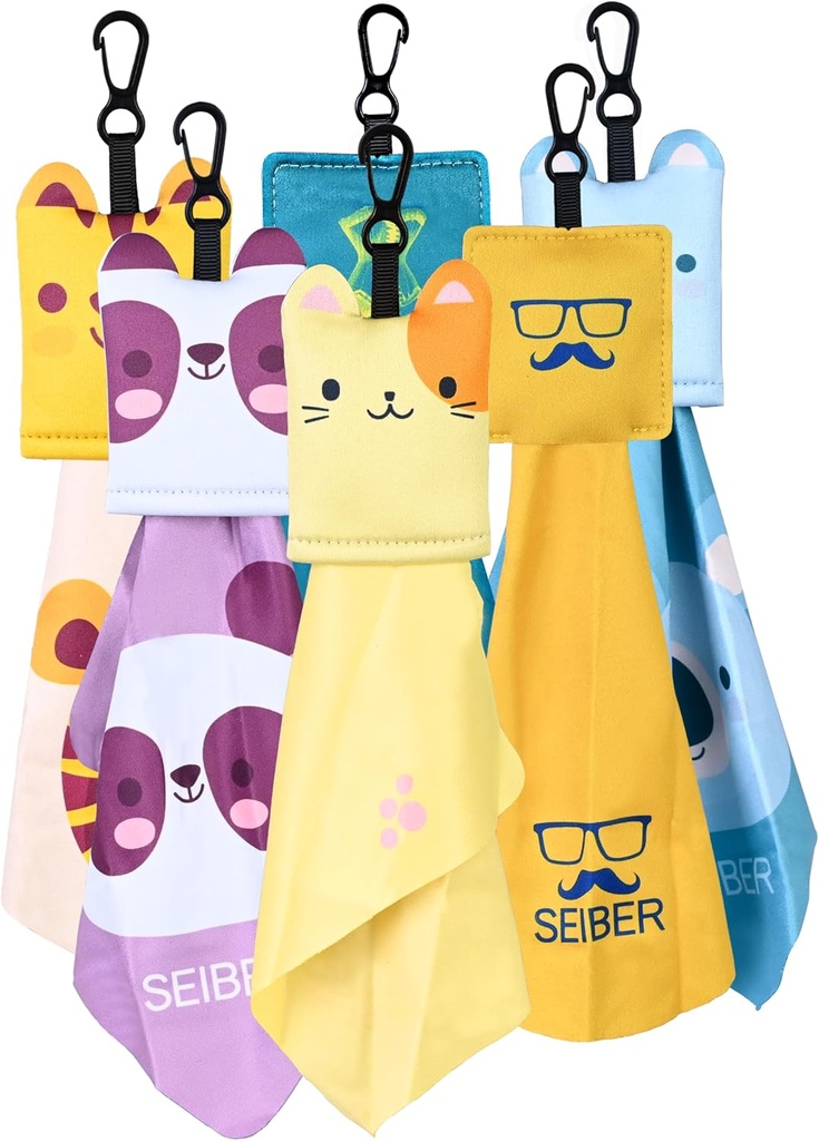 SEIBER Verres Clou de nettoyage,Clou de nettoyage de microfibres,Eyeglass Clou de nettoyage,Clou de nettoyage de verre pour verres Lunettes de soleil Lunettes de vue Lens Camera Cell Phone Screens (6 Pack)