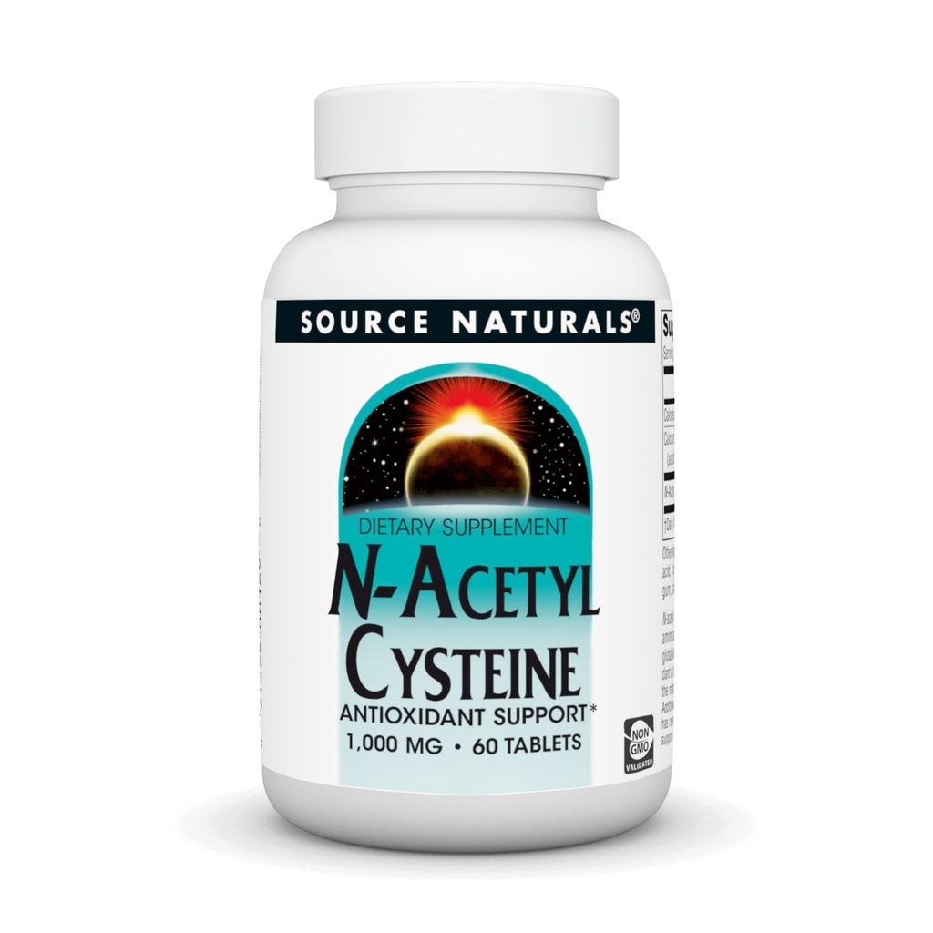 Source Naturals N-acétyl Cysteine Antioxydants Soutien 1000 mg Complément alimentaire pour la santé respiratoire* - 60 comprimés