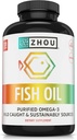 Zhou Fish Oil - Fish Oil Supplement für Damen und Herren, Omega 3 Fettsäuren, natürliche Quelle von DHA & EPA für Erwachsene, Burpless, Pure, Heart & Joint Health - 120 Softgels