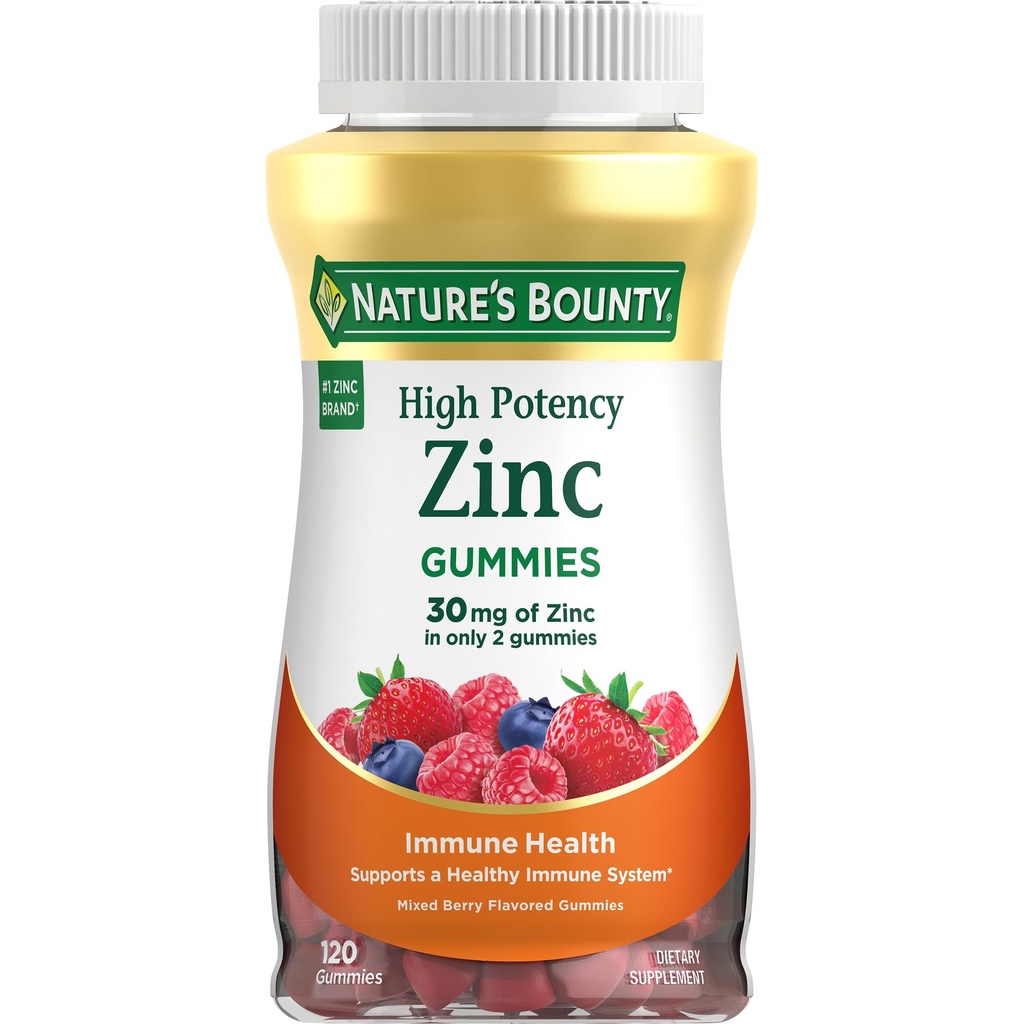Nature’s Bounty Zinc Gummis, Immun Support Gummis, unterstützt Haut & Antioxidans Gesundheit, Mischbeere, 30mg, 120 Count
