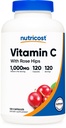 Nutricost Vitamin C mit Rose HIPS 1025mg, 120 Kapseln - Vitamin C 1000mg, Rose HIPS 25mg, Premium, Non-GMO, Glutenfreie Ergänzung