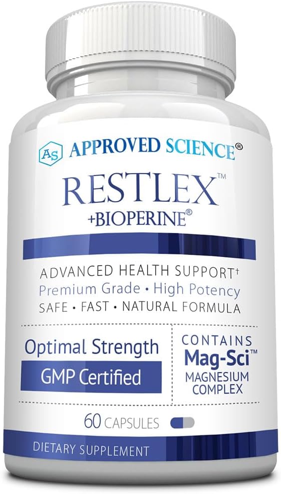 Genehmigte Wissenschaft Restlex - 420 mg Magnesium Glycinat Blend, L-Theanin 200 mg - 60 Kapseln