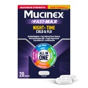 Mucinex Nightshift Cold & Flu, force maximale Puissante Multi-Symptôme Relief Nighttime, 20 Caplets à libération rapide - Réducteur de douleur/réducteur de fièvre, Suppresseur de la toux, Antihistaminique