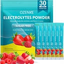 Elektrolyte Pulver-Packets, 30 Sticks Hydration Packets Zuckerfrei, Elektrolyt-Getränk-Mischung tragbare Elektrolyt-Packets für schnelle Hydration, 0 Zucker & 0 Kalorien, Erdbeere & Himbeer-Flamvor