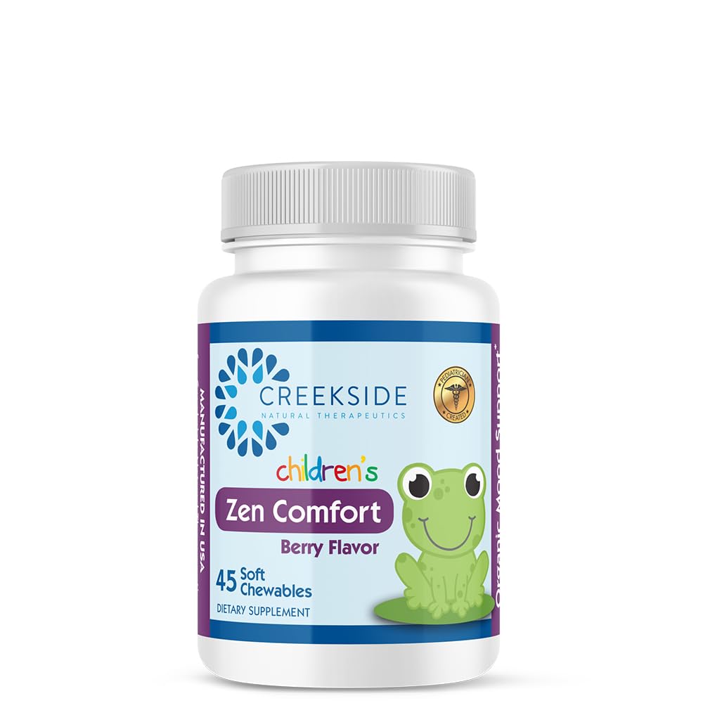 Zen Confort pour les enfants, Soutien de relaxation biologique avec 5-HTP, L-Theanine, Passionflower, Zinc, Pediatrician Formulé, Zéro Sucre, Vegan, Berry Flavor, 45 Soft Chewables