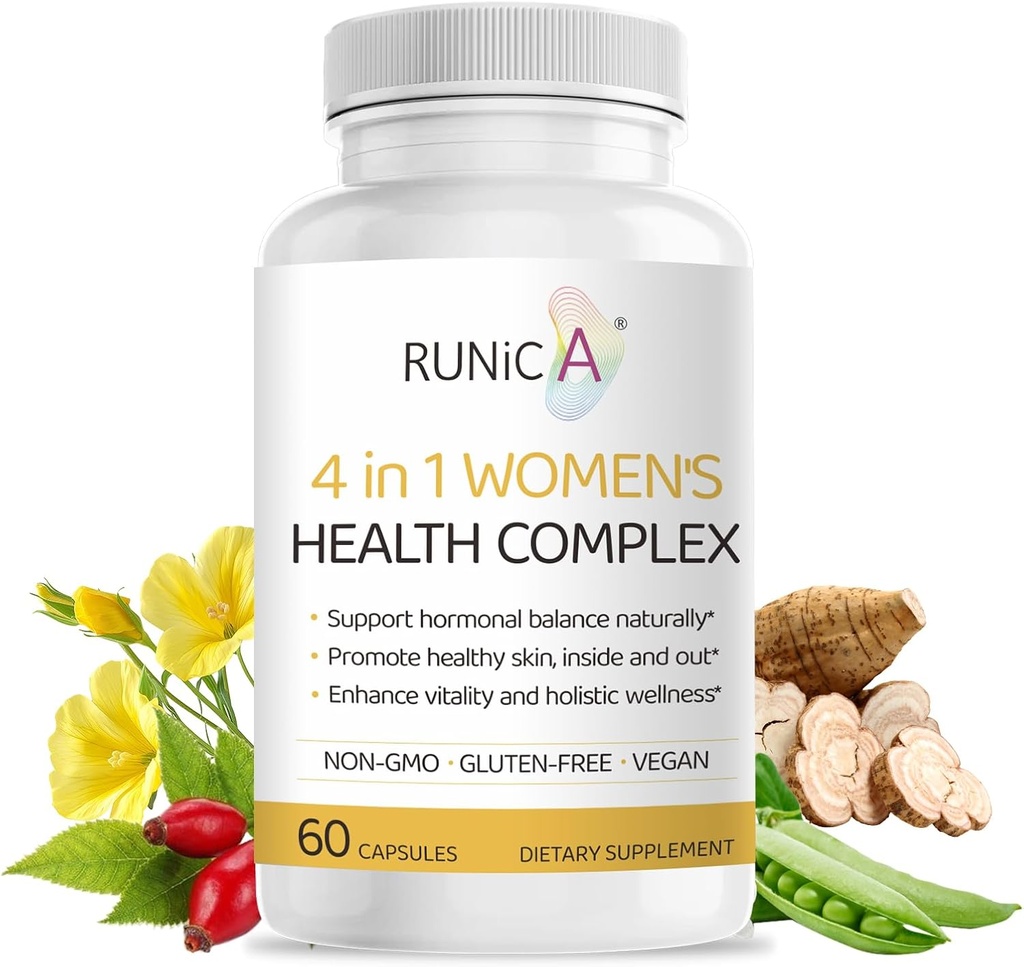 4-in-1 Frauenhormonal Balance Complex Supplement | Rosehip, Pueraria & Evening Primrose mit Soy Isoflavones | Menstrual Cycle, Menopause, Energie Level & Gesunde Hautunterstützung