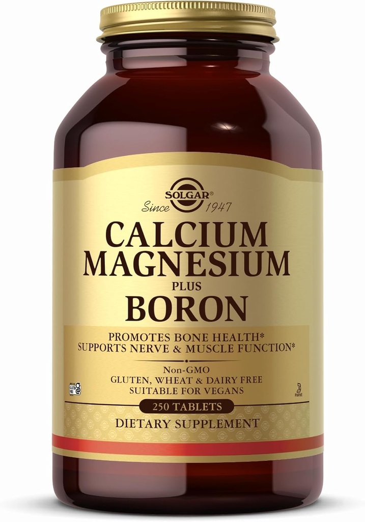Solgar Calcium Magnesium Plus Boron - 250 Tabletten - Non-GMO, Vegan, Glutenfrei, Dairy Free, Kosher - 83 Servierungen