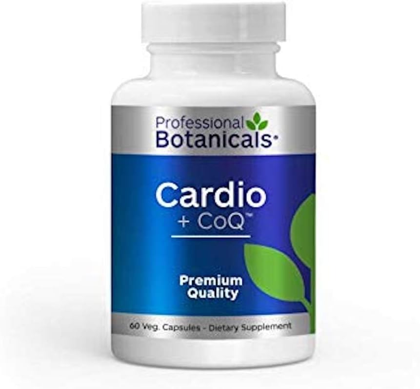 Botaniques professionnels Cardio-CoQ CoQ10 - Coenzyme Vegan Formulée Q10 avec Hawthorne Berry Valerian Root et Cayenne Pepper - 60 capsules végétariennes