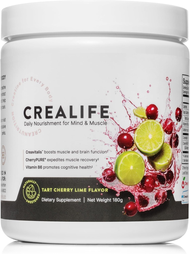 Deutsch Micronized Creatine + USA Tart Cherry + Vitamin B6 - Pre and Post Workout Supplement für Frauen & Männer, Tart Cherry Lime Flavor, Koffein-freie Nourishment für Körper und Gehirn