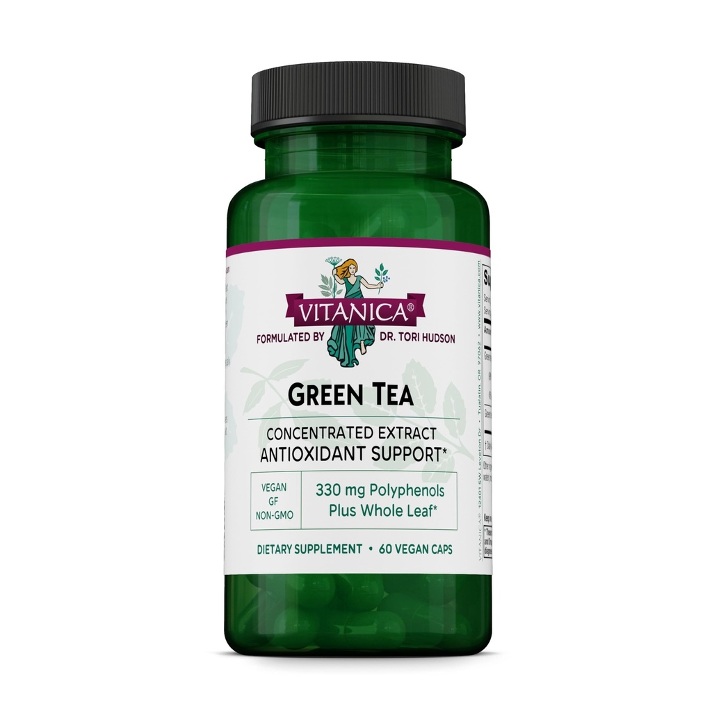 Vitanica Green Tea Extract Supplement 330mg, 45% EGCG, 98% Polyphenole und 80% Catechins, Energie Antioxidans und Immununterstützung, Vegan, 60 Kapseln
