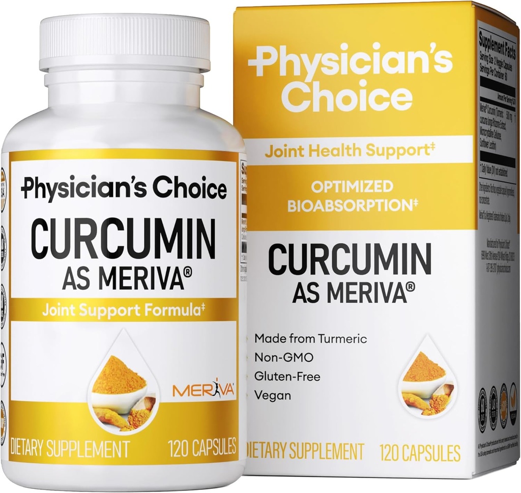 Physicians CHOICE Curcumin Meriva 500 - Klinisch untersucht - Bessere Absorption als gewöhnliche Kurkuma-Ergänzungen - Wissenschaftlich erforschte Gelenkunterstützung - 120 Kapseln
