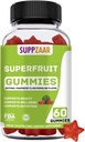 Vegan Superfruit Gummy Vitamine. Superfruit Gummis w/Vitamin A C E Organic Silica. Superfrucht für Collagen Formation, Beauty & Glow. Pflanzenbasiert, Non-GMO, Glutenfrei, Gelatinfrei. 60 CT