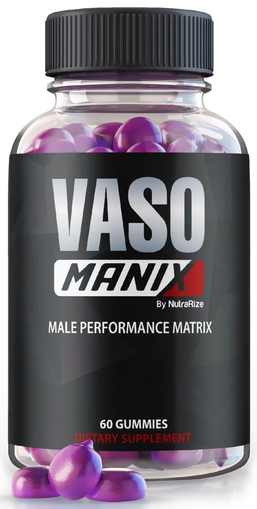 VasoManix Gummies, Vaso Manix Classic Male Supplement, All Natural Formula for Men, Premium Gummy, um Leistung, Vertrauen und allgemeine Gesundheit zu unterstützen, Offizielle Bewertungen (60 Gummies)