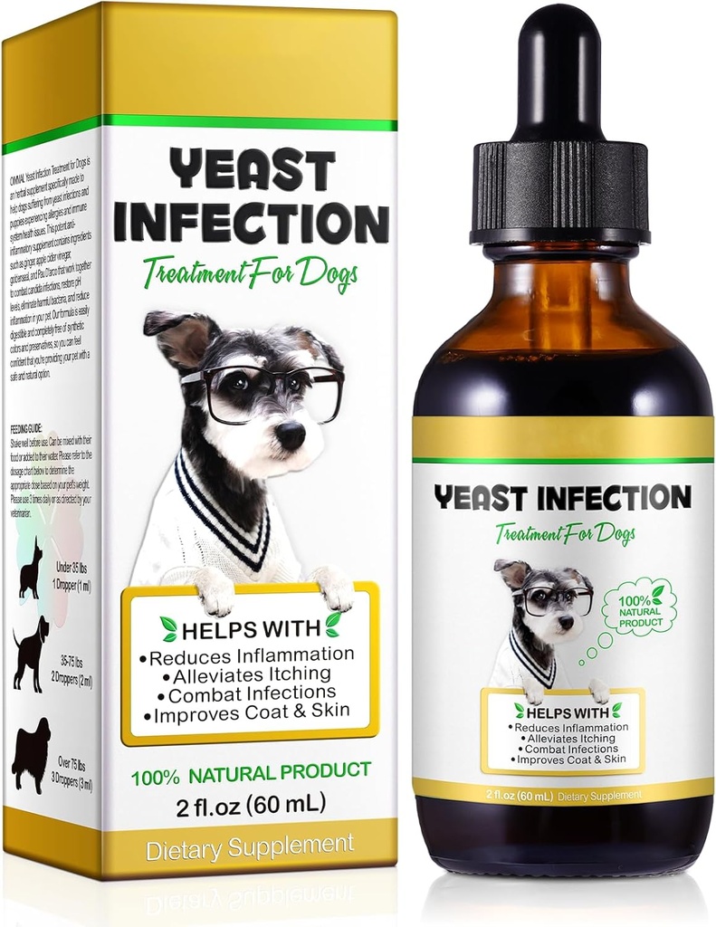 Natürliche Hefe Infektion Behandlung für Hunde, Hundehefe Infektion Behandlung, Hunde Allergy Relief, Itch und Immunität Relief, verbessert Mantel & Skin, Hunde Kräuterergänzung, 2 Unze