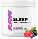 RAW complément d'aide au sommeil naturel - Relaxation Enhancer & Mood Support avec Melatonine, Magnésium, Zinc, L-Tryptophane & Extrait de baume de citron pour se détendre et calmer L'esprit et le corps - 30 portions, Berry mixte