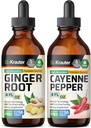 Teinture de racine de gingembre BIO KRAUTTER 4 Fl. Oz. et Cayenne Teinture de poivre 4 Fl. Oz.